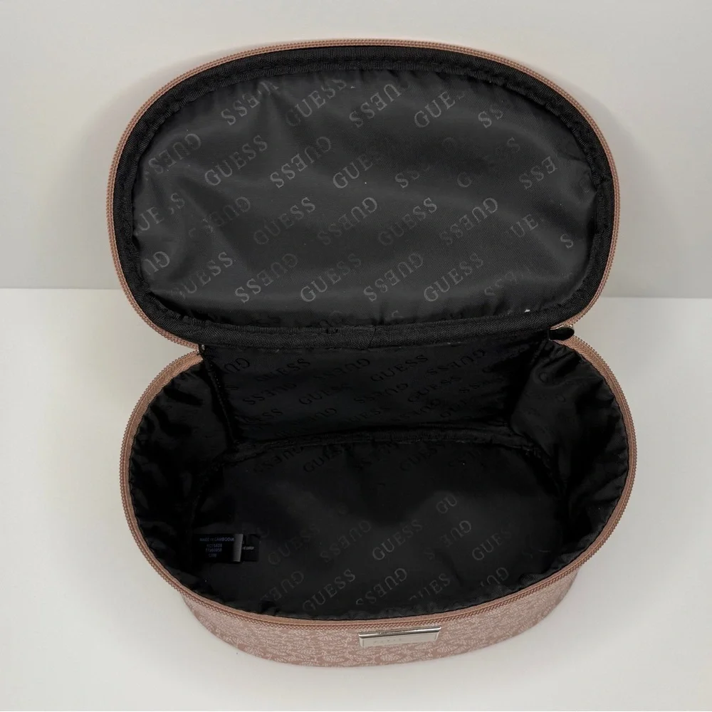 New Guess Pink Large Cosmetic Bag Vanity Case Pouch Travel Bag - Picture 9 of 9